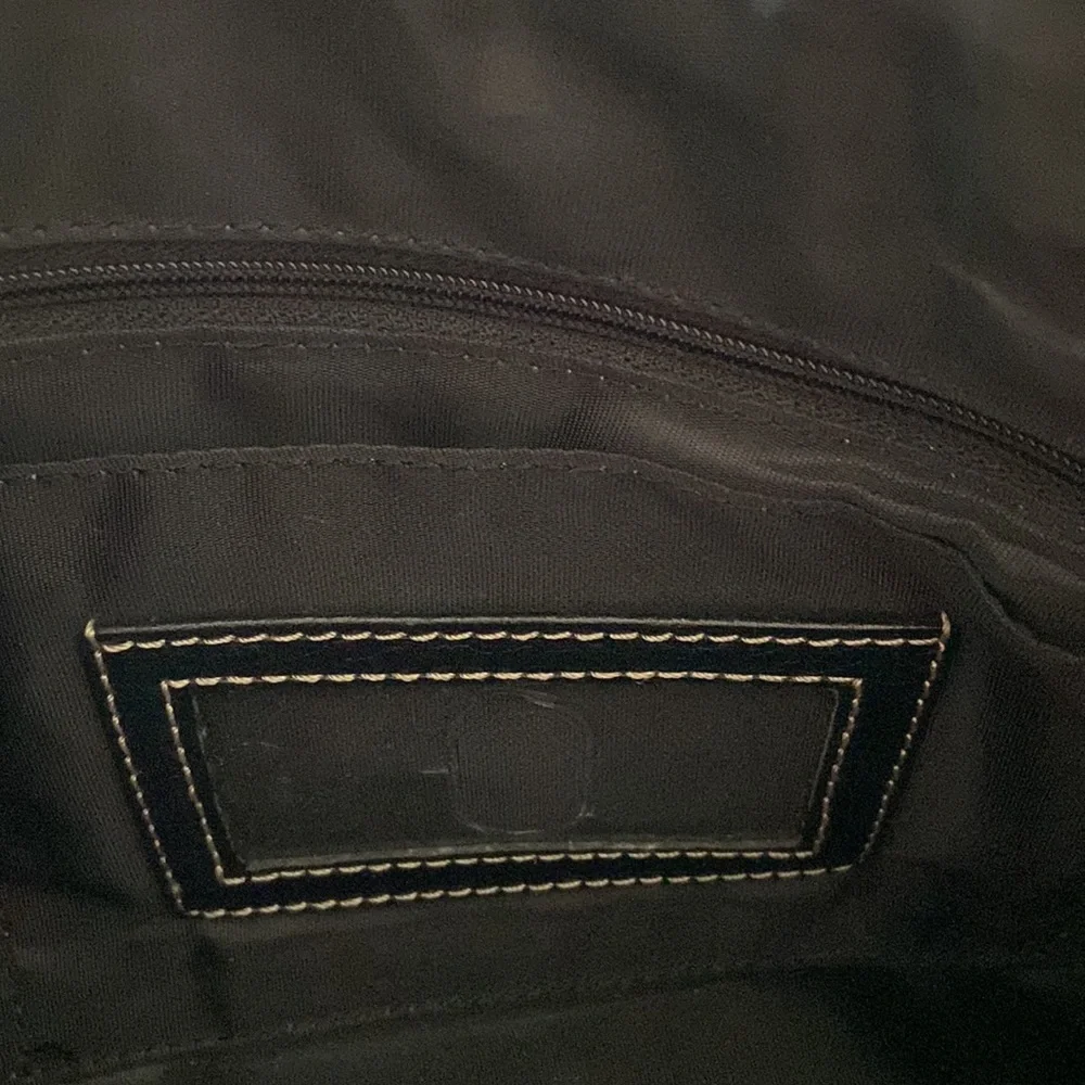 Bandolino Black Leather Shoulder Crossbody Bag with Silver Accents